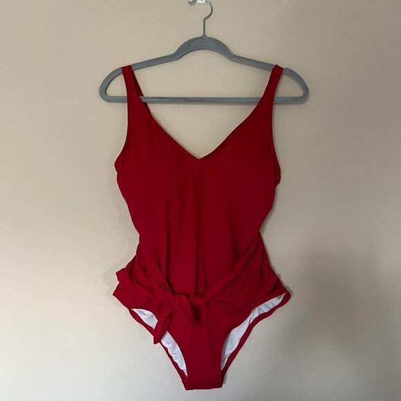 LOFT Beach One Piece Swim Suit 16 Plus Red New with Tags - Picture 1 of 3